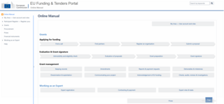 Abbildung: Screenshot Funding & Tenders-Portal Online Manual