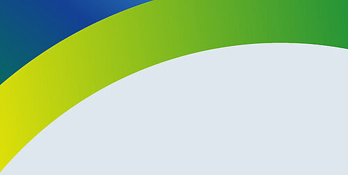 grüne, blaue und gelbe Formen vor grauem Hintergrund