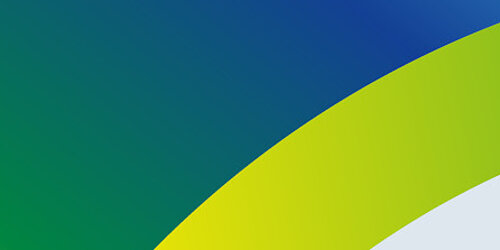 grüne, blaue und gelbe Formen vor grauem Hintergrund