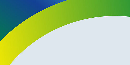 grüne, blaue und gelbe Formen vor grauem Hintergrund