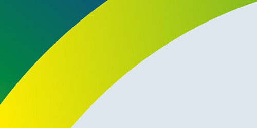 grüne, blaue und gelbe Formen vor grauem Hintergrund