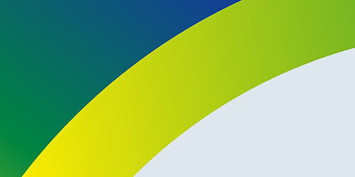 grüne, blaue und gelbe Formen vor grauem Hintergrund