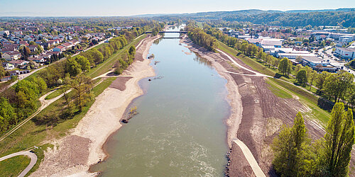 Luftbild der renaturierten Isar