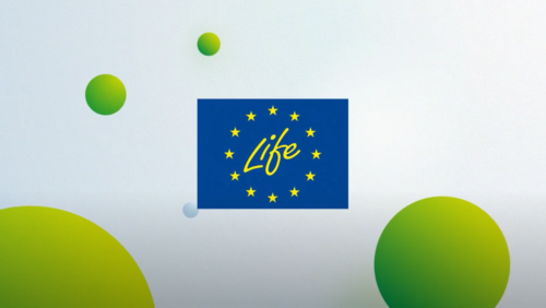 LIFE-Logo umringt von grünen Kreisen